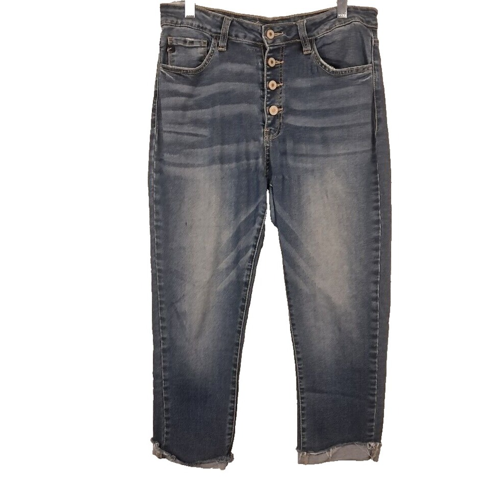 KANCAN 31 High Rise Skinny Button Fly Jeans Stretch Capri Raw Hem AK1075EL-D